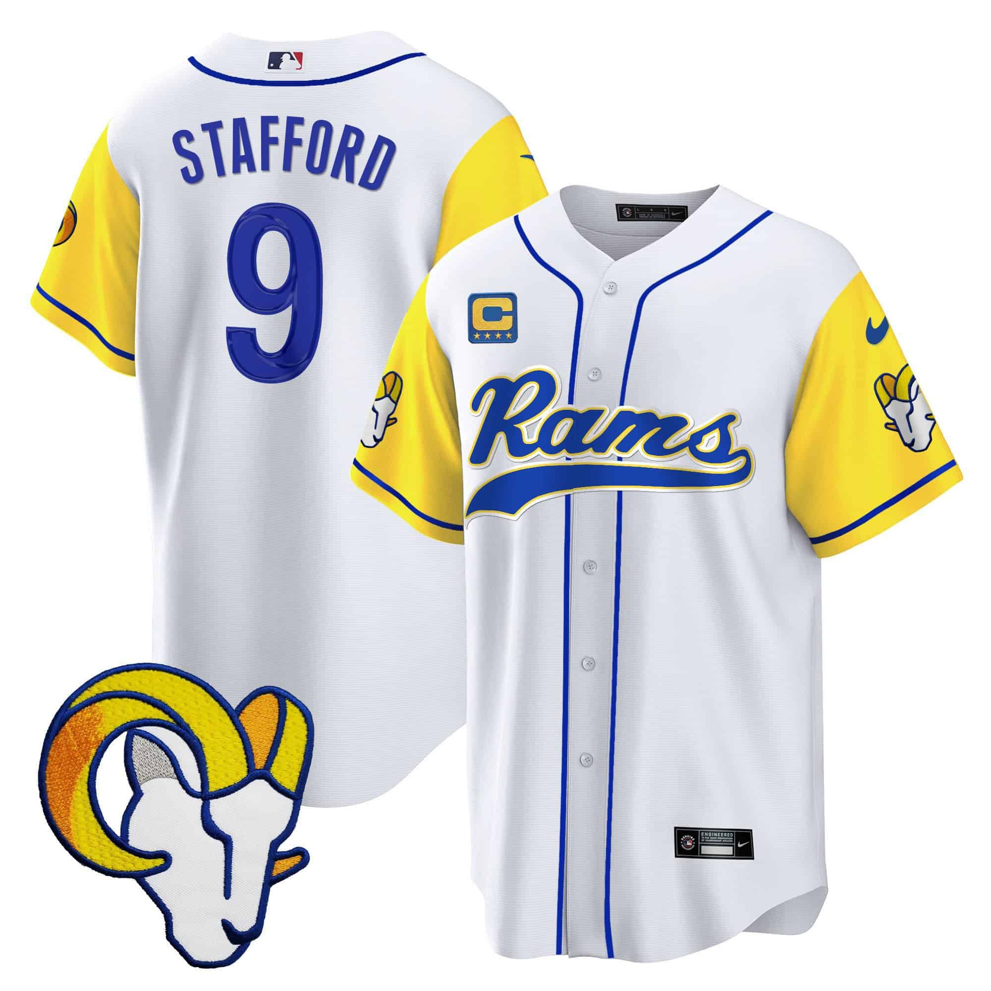 Men Los Angeles Rams #9 Stafford White 2024 Nike Baseball NFL Jersey